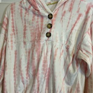 Belle Du Jour Pink and White Striped Hoodie